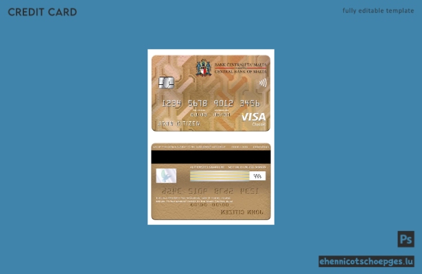Beispielvorschau der Visa Classic Karte der maltesischen Zentralbank
